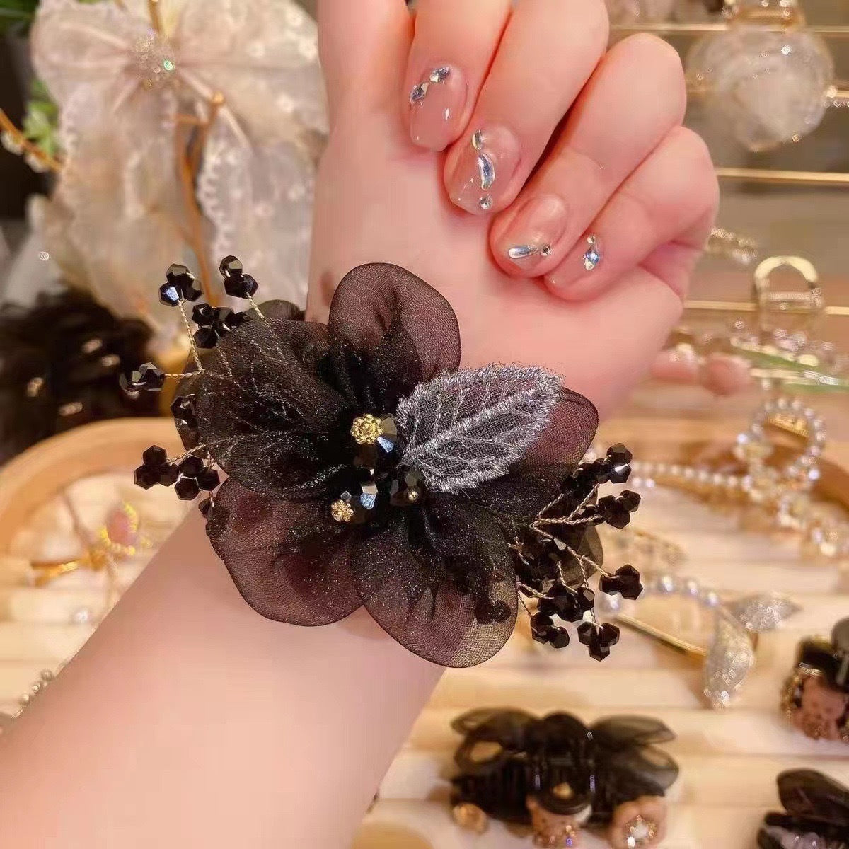 Wholesale Super Glitter Crystal Cloth Hair Scrunchies